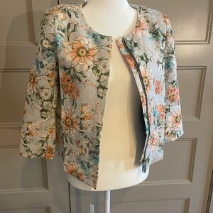 River Island Floral Blazer in Cream and Orange